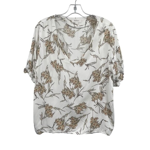 Bohme Womens Pullover Blouse Short Sleeve Multicolor Print Size Large - Picture 1 of 9